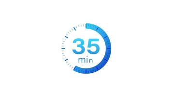 The 35 minutes timer. Stopwatch icon in flat style. Motion graphics. video