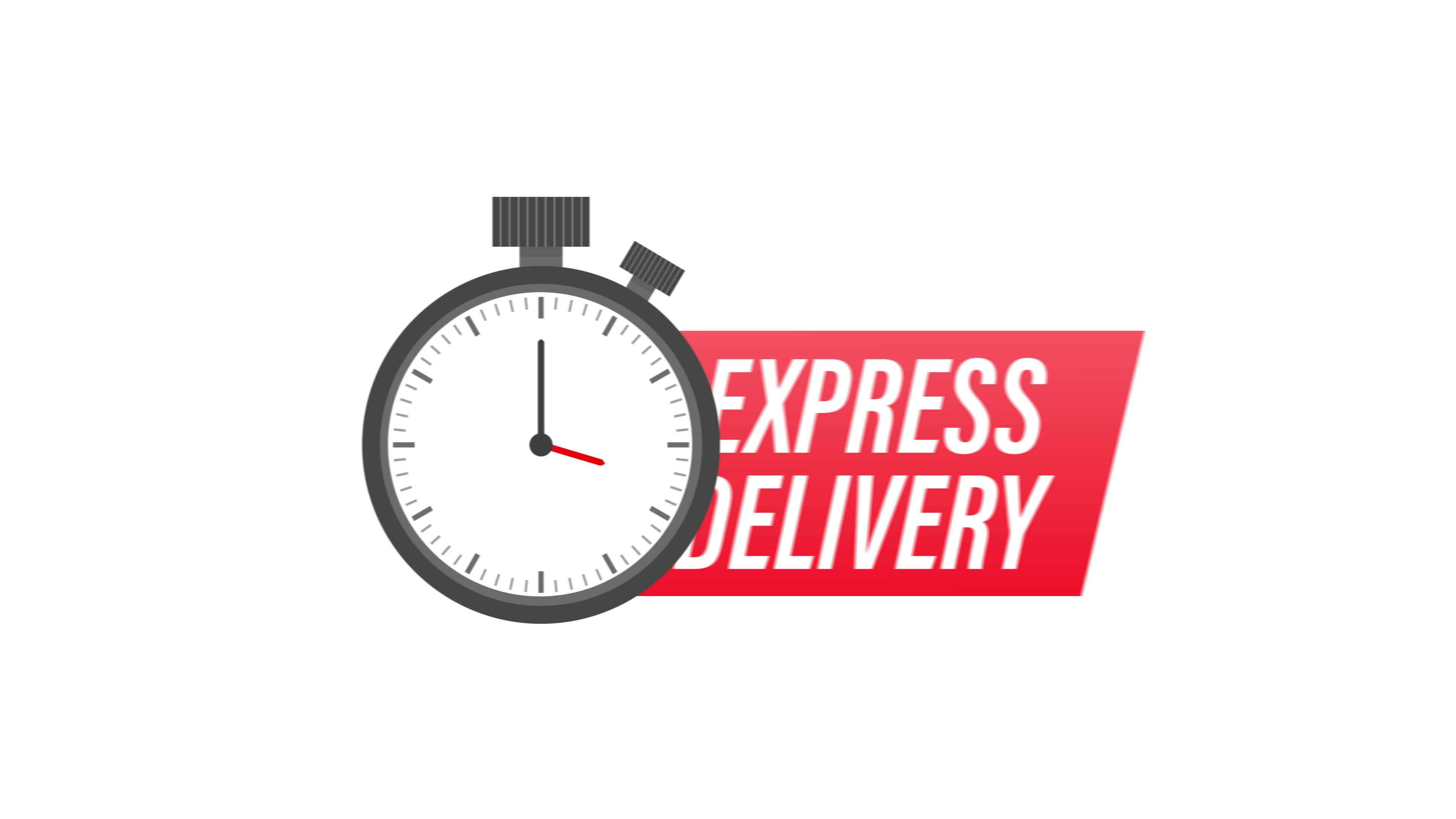 Express delivery service badge. Fast time delivery order with stopwatch