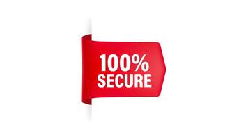 Icon with red 100 secure ribbon for concept design. Business concept. Motion graphics. video