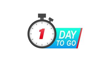 One day to go timer icon on white background. To go sign. Motion graphics. video