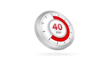 The 40 minutes timer. Stopwatch icon in flat style. Motion graphics. video