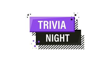 Trivia night banner in 3D style on white background. Motion graphics. video