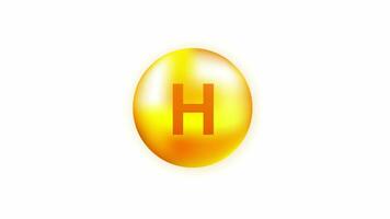 Vitamin H with realistic drop on gray background. Particles of vitamins in the middle. Motion graphics. video