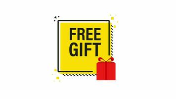 Free Gift yellow banner and tag. Gift box banner. Motion graphics. video