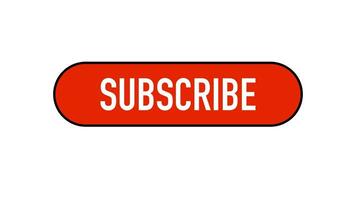 Red rounded subscribe button on white background. Motion graphics. video