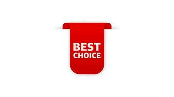 Red ribbon. best choice guaranteed label with gesture hand. Motion graphics. video