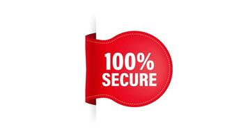 Icon with red 100 secure ribbon for concept design. Business concept. Motion graphics. video