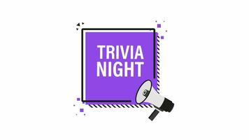 Trivia night banner in flat style. Motion graphics. video