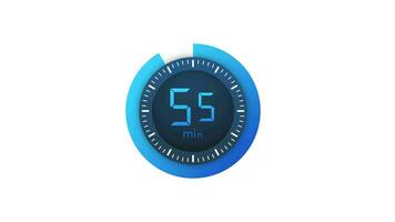 The 55 minutes timer. Stopwatch icon in flat style. Motion graphics. video