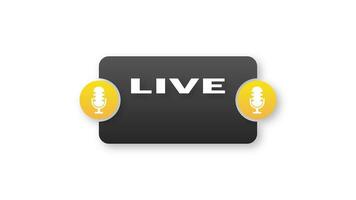 Live podcast banner in flat style on white background. Play podcast. Web media. Motion graphics. video