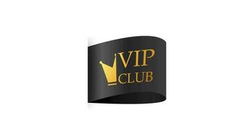 Black ribbon. Round badge for VIP club. Motion graphics. video