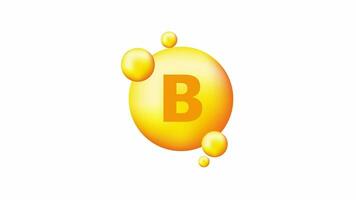 Vitamin B with realistic drop on gray background. Particles of vitamins in the middle. Motion graphics. video