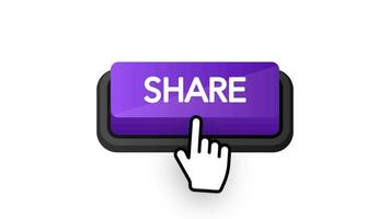 icône avec violet partager 3d bouton sur blanc Contexte pour la toile commercialisation conception. plat daigner. social médias élément. blanc Contexte. mouvement graphique. video