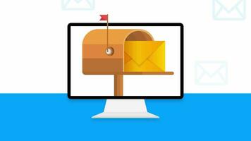 Mailbox with a letter inside in a flat style on a yellow background. Subscribe to our newsletter. Motion graphics. video