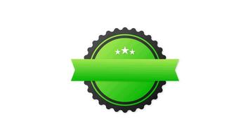 Recommended green rubber stamp with green ribbon on white background. Realistic object. Motion graphics. video