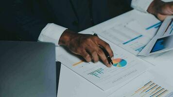 Team of business people working together in the meeting room office, teamwork background charts and graphs banner, double exposure successful teamwork,business planning concept. video