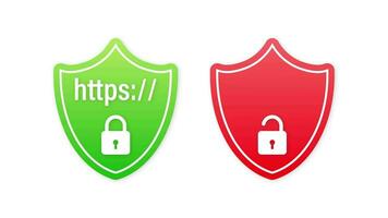 http and https protocols on shield. Motion graphics. video