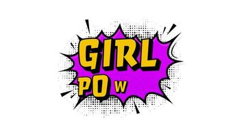 Girl power in vintage style. Cartoon style . Pop art. Motion graphics. Wow effect. video