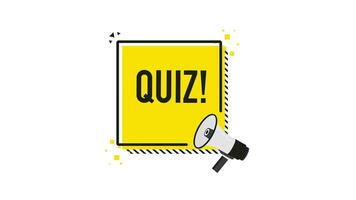 Quiz megaphone banner in flat style. Loudspeacker. Motion graphics. video