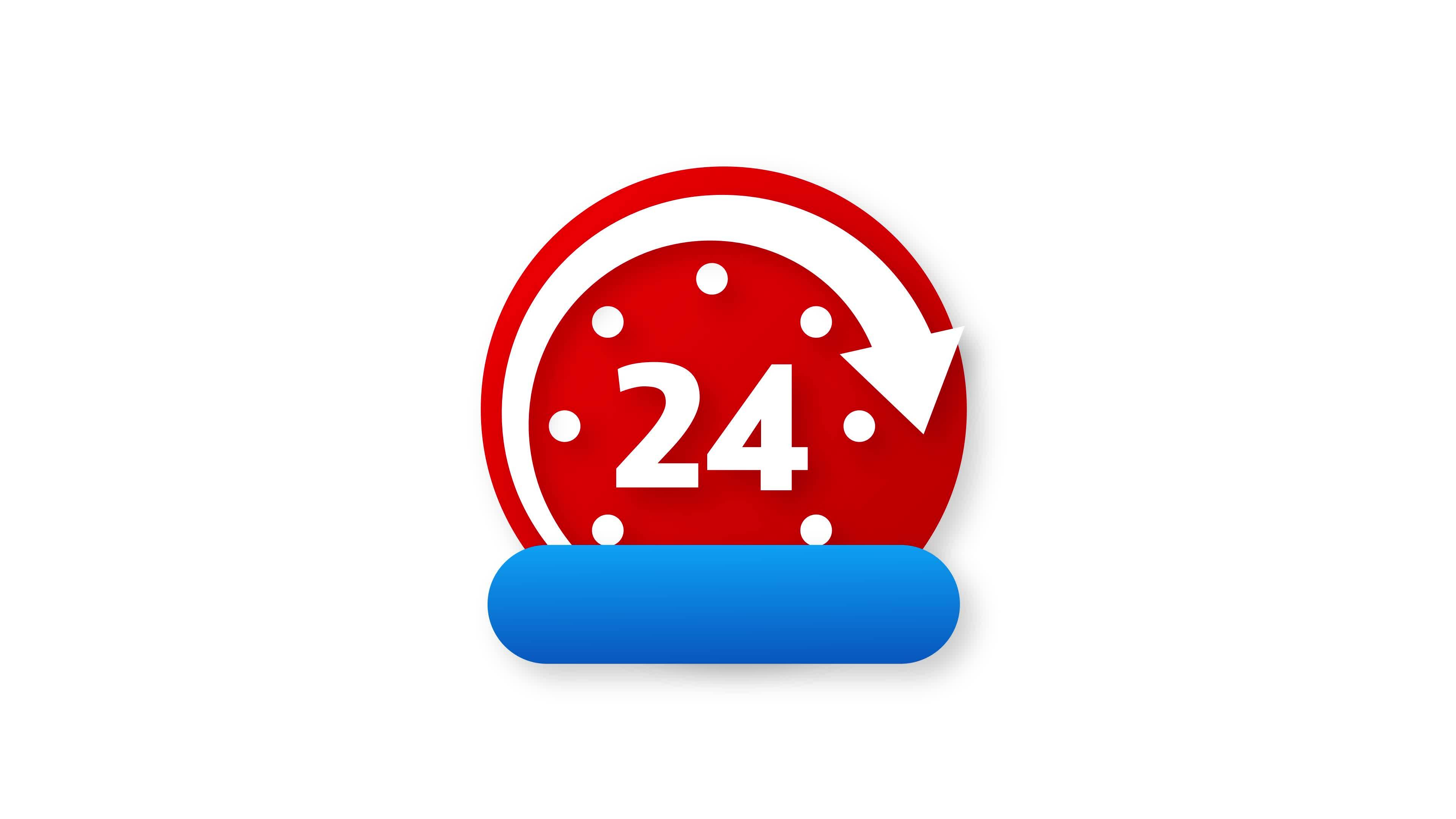 24 Hours Support In Abstract Style On White Background Customer 