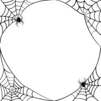 White Halloween banner with cobwebs and spiders. Vector background.