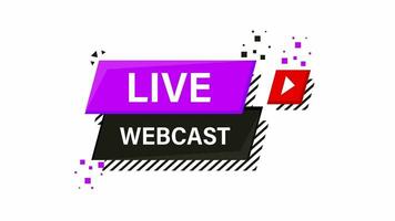 Live webcast red banner. Flat label. Motion graphics. video