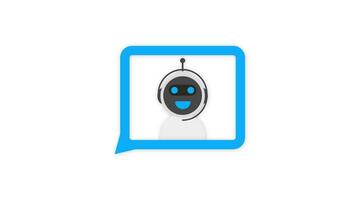 chatbot ícone conceito, bate-papo robô ou chatbot. robô virtual assistência do local na rede Internet ou Móvel formulários. movimento gráficos. video