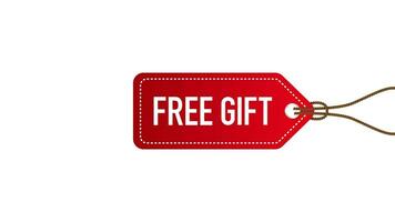 Free gift price tag. Red label. Motion graphics. video