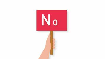 No sign placard hand, great design for any purposes. Motion graphics. Web design. video