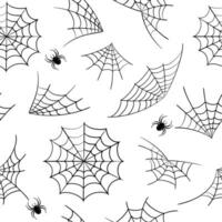 Halloween seamless pattern with web, spider. Vector illustration.