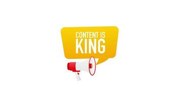 Content is king, flat icon, on a white background. Motion graphics. video