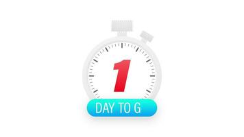 One days to go timer icon on white background. Motion graphics. video