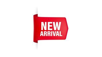 New arrival red label on white background. New collection. Motion graphics. video