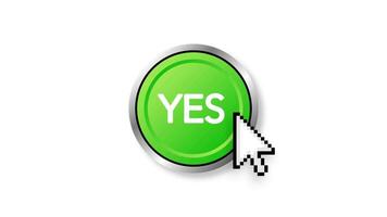 Yes button. Approved. Positive feedback concept. 3D flat button. Motion graphics. video