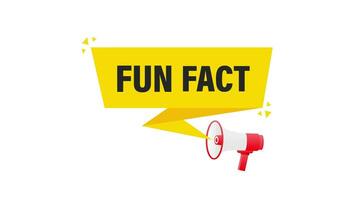 Fun fact feedback megaphone yellow banner in 3D style on white background. Motion graphics. video