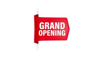 Grand opening red ribbon in 3D style on white background. Motion graphics. video