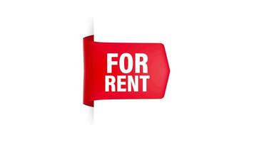 For rent red ribbon. Isolated illustration. illustration design. Design element. Motion graphics. video