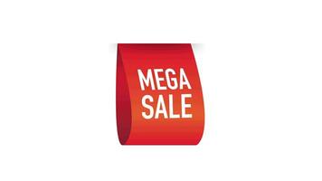 Vintage icon with red sticker mega sale on white background for banner design. Motion graphics. video