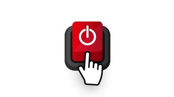 Power button in flat style on white background. Motion graphics. video