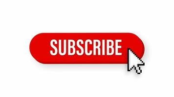 Red rounded subscribe button on white background. Motion graphics. video