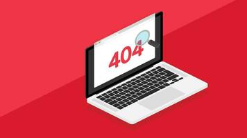 404 error page not found isolated in red background. Motion graphics. video