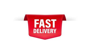 Fast delivery red ribbon on white background. Motion graphics. video