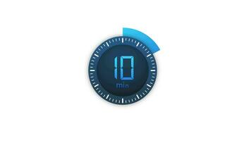 The 10 minutes timer. Stopwatch icon in flat style.Motion graphics. video