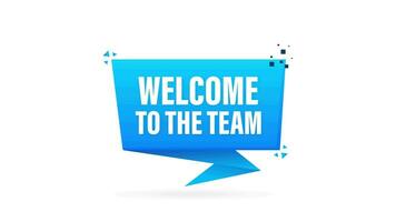 Welcome to the team megaphone blue banner in 3D style on white background. Motion graphics. video