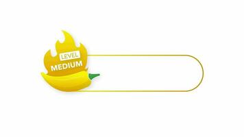 Hot pepper strength scale indicator with medium position. Chilli level. Motion graphics. video