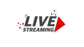 Live streaming logo - red design element with play button for news and TV or online broadcasting. Motion graphics. video