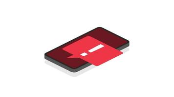 Smartphone with danger sign on screen on red background. Motion graphics. video