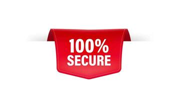 Icon with red 100 secure ribbon for concept design. Business concept. Data protection. Motion graphics. video