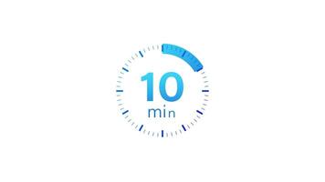 The 10 minutes timer. Stopwatch icon in flat style. Motion graphics. video