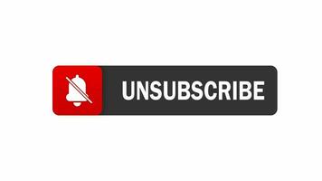 Text Box and unubscribe Button Template with the notification bell icon. Motion graphics. video